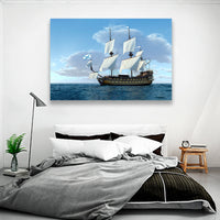 Barcos Velero En Altamar Azul