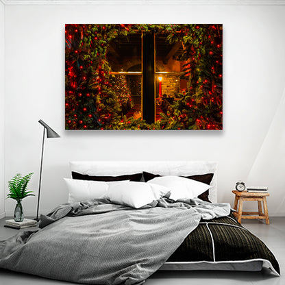 Ventana De Hogar Navideño