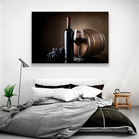 Vino Tinto Uvas Y Barril De Madera
