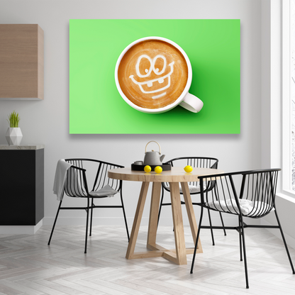 Café Feliz En Fondo Verde
