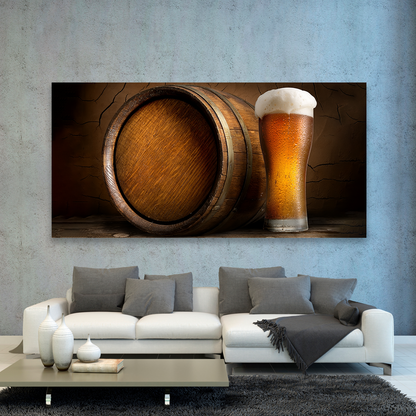 Cerveza Fría Con Barrica De Madera
