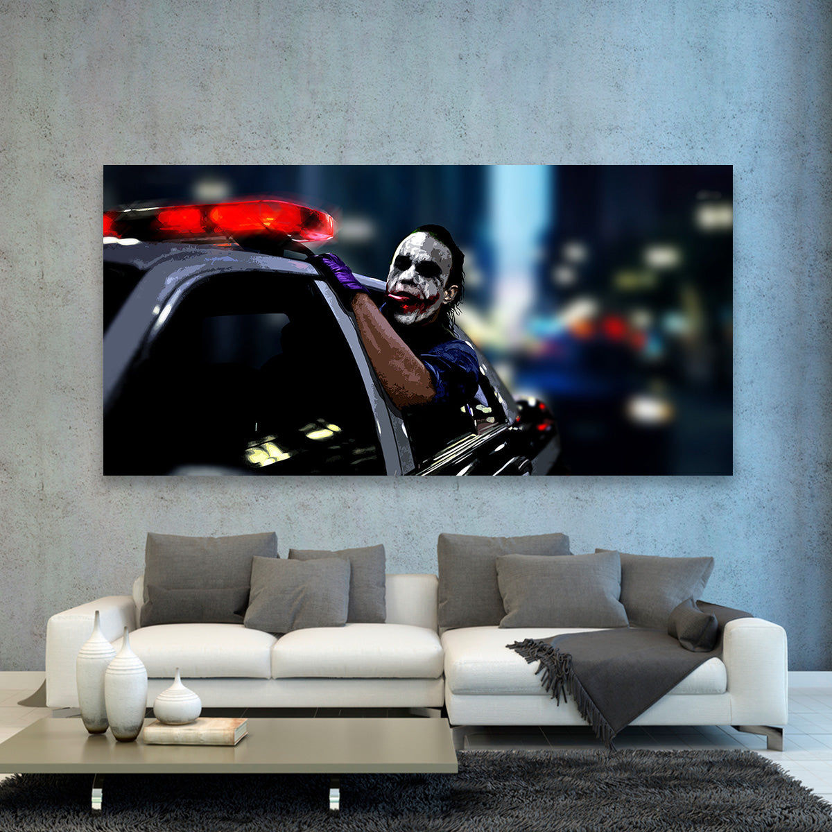 Canvas PRO - Canvas The Joker medida de 100x70 con marco flotante dorado en  acabado bicapa automotriz.