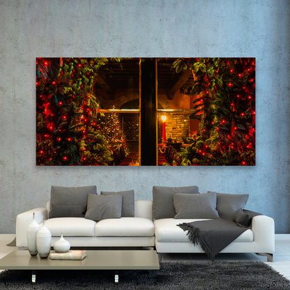Ventana De Hogar Navideño