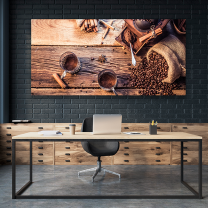 Café En Grano Y Molido Sobre Mesa