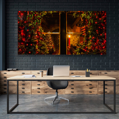 Ventana De Hogar Navideño