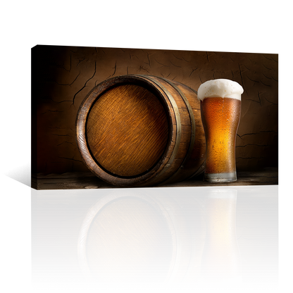 Cerveza Fría Con Barrica De Madera