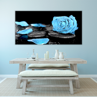 Blue Rose and Black Stones