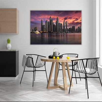 Dubai Marina During a Cloudy Sunset