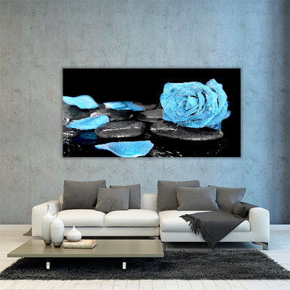 Blue Rose and Black Stones