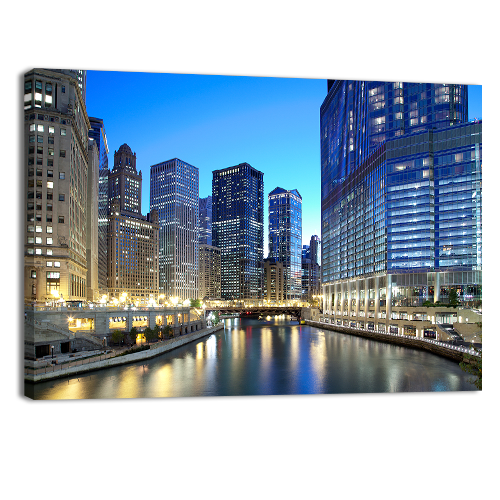 Chicago skyline Along the River