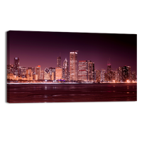 Frozen Lake Michigan at Night
