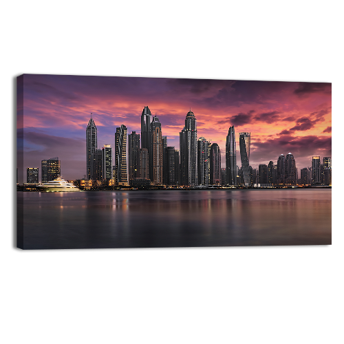 Dubai Marina During a Cloudy Sunset