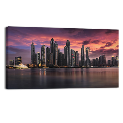 Dubai Marina During a Cloudy Sunset