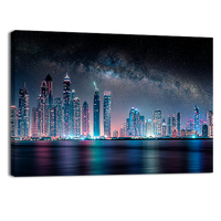 Dubai City Under the Milky Way