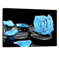 Blue Rose and Black Stones