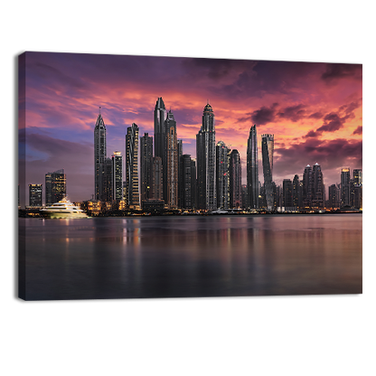 Dubai Marina During a Cloudy Sunset