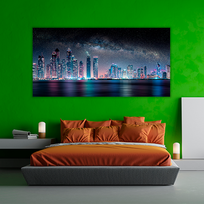 Dubai City Under the Milky Way