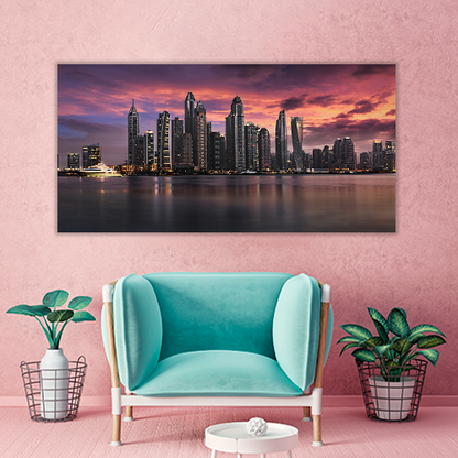 Dubai Marina During a Cloudy Sunset