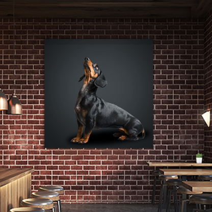 Dachshund Dog looks Up