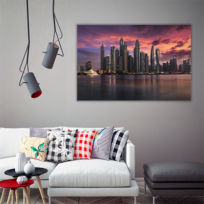 Dubai Marina During a Cloudy Sunset