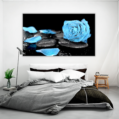 Blue Rose and Black Stones