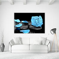 Blue Rose and Black Stones