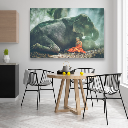 Niño Y Elefante Acostados