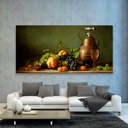 Frutas Y Laton Sobre Mesa