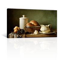 Pan Y Fruta En Porcelana