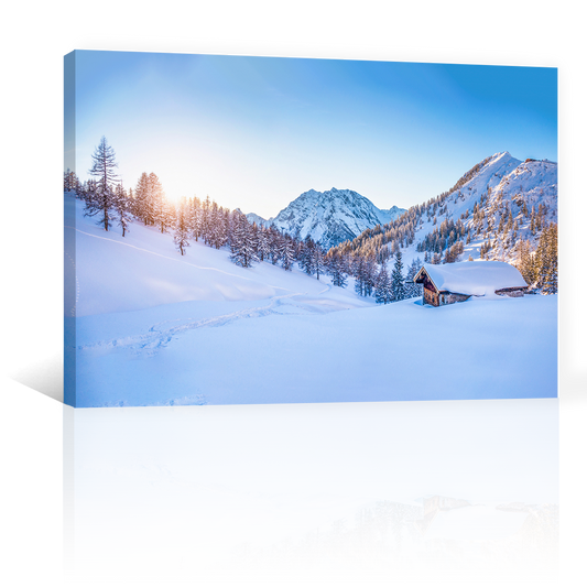 Montañas Cabaña Y Nieve