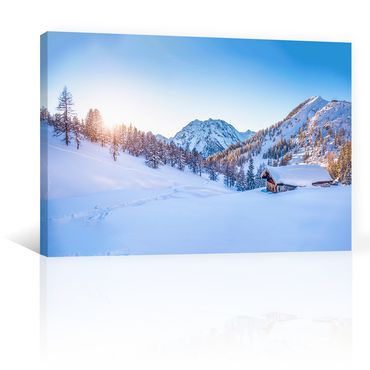 Montañas Cabaña Y Nieve
