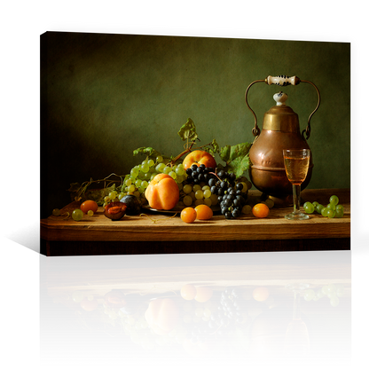 Frutas Y Laton Sobre Mesa