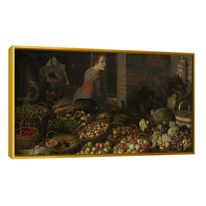 Bodegon Con Frutas Y Verduras Con Cristo